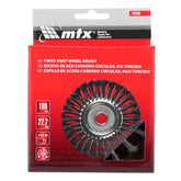 Escova De Aço Carbono Circular 100mm Furo 22mm 12500rpm MTX 746309 Para Esmerilhadeira