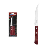 Conjunto 6 Facas Para Churrasco Tramontina Polywood Aço Inox 5 Polegadas Cabo Vermelho Resistente