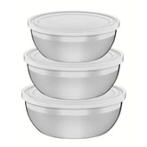 Jogo De Potes Tramontina Freezinox Aço Inox Tampa Plástica 3 Peças Armazenamento