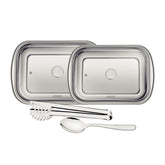 Kit Para Assar E Servir Tramontina Cosmos 4 Peças Aço Inox Fosco Com Tampa De Vidro
