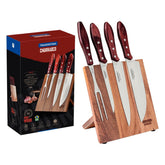 Jogo Para Churrasco Tramontina 5 Peças Aço Inox Cabo Polywood Vermelho Com Cepo Magnético