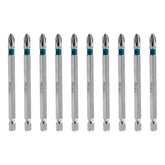 Bits Phillips Ph2 90mm 10pçs Cr-Mo Aço S2 Gross Fixação Durável