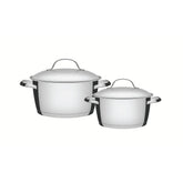 Jogo De Panelas Tramontina Allegra Aço Inox Fundo Triplo 2 Peças Resistente Ao Forno Até 260°C