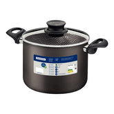 Caldeirão Tramontina Paris Antiaderente Starflon Max Chumbo 26 cm 9,6 L Com Tampa De Vidro