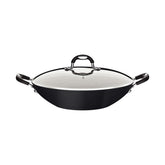 Panela Wok Tramontina Mônaco Induction 32 Cm 4,5 L Antiaderente Starflon Premium Preto Com Tampa De Vidro