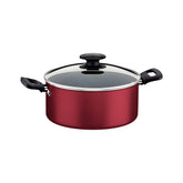 Caçarola Tramontina Loreto 22 cm 37 L Vermelha Antiaderente Starflon Max com Tampa de Vidro