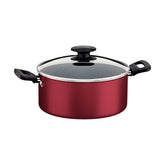 Caçarola Tramontina Loreto 24 Cm 4,7 L Vermelha Antiaderente Starflon Max Tampa De Vidro E Alças De Baquelite