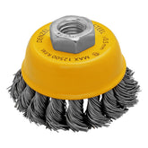 Escova Tipo Copo Rosca M14 Inox 0,5mm Fios Torcidos Limpeza Acabamento