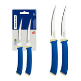 Conjunto De Facas Para Tomate Tramontina Felice 02 Peças Lâmina Aço Inox E Cabo Polipropileno Azul