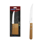 Conjunto De Facas Para Churrasco Tramontina Dynamic 6 Peças Aço Inox E Cabo De Madeira Natural