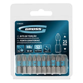 Bits Ph2 Torção Impacto 25mm 10 Unidades Aço Japonês S2 Magnetizado Gross 1148255