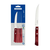Conjunto 6 Facas Para Churrasco Tramontina Polywood Aço Inox Vermelho Lâmina De Alta Resistência
