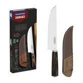 Faca Para Carne Tramontina 8 Polegadas Aço Inox Polywood Castanho Com Bainha De Couro