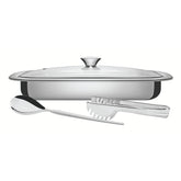 Kit Para Assar E Servir Tramontina Cosmos Em Aço Inox 3 Peças Com Tampa De Vidro E Acabamento Fosco