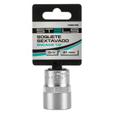 Soquete Sextavado 1/2'' 21mm Aço CrV 42 HRC Stels 1382155 Com Clips Plástico