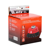 Escova de Aço Copo Torcida 75mm M14 12500rpm MTX 746249 para Esmerilhadeira