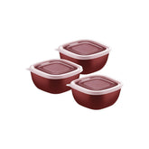 Jogo De Potes Tramontina MixColor 300ml 3 Peças Polipropileno Livre De BPA Vermelho Com Tampa
