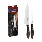 Jogo Trinchante Para Churrasco 2 Peças Aço Inox Polywood Castanho Tramontina