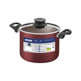 Caldeirão Tramontina Paris Antiaderente Starflon Max Vermelho 20 cm 4,2 L Com Tampa De Vidro