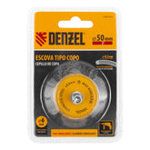 Escova Tipo Copo 50mm Com Haste 1/4'' (6mm) Cerdas 0,3mm Aço Inoxidável Denzel