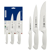 Jogo De Facas Tramontina Premium 3 Peças Aço Inox Cabo Polipropileno Branco Certificação NSF