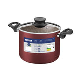 Caldeirão Tramontina Paris Antiaderente Starflon Max 22 cm 5,7 Litros Vermelho Com Tampa De Vidro