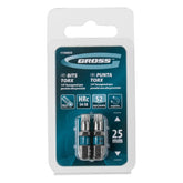 Bit Torx T25 25 mm Aço Cromo Molibdênio S2 58 HRC 2 Peças Gross