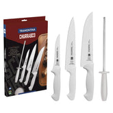 Jogo De Facas Para Churrasco Tramontina 4 Peças Aço Inox E Cabo Polipropileno