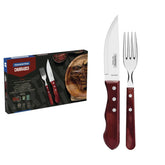 Jogo De Talheres Para Churrasco Jumbo Tramontina 12 Peças Aço Inox E Cabo Polywood Vermelho