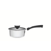 Panela Tramontina Solar Silicone Aço Inox Fundo Triplo 16 cm 1,4 L Com Tampa De Vidro Indução