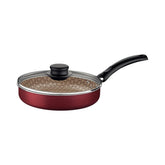 Frigideira Reta Tramontina Turim 22 Cm 1,7 L Antiaderente Starflon Max Com Tampa De Vidro Vermelha