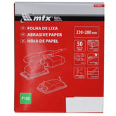 Folha De Lixa Costado Papel 230x280mm Grão 100 50 Peças Para Madeira E Metal