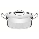 Caçarola Tramontina Professional Rasa Aço Inox Fundo Triplo 30 cm 8,9 L Tampa Plana Indução Forno