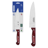 Faca Chef Tramontina Polywood 7 Polegadas Aço Inox Cabo Madeira Vermelho Alta Resistência Corte