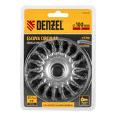 Escova Circular 100mm Furo 7/8'' (22mm) Fios 0,5mm Aço Inox Denzel Desbaste Limpeza