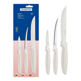 Jogo De Facas Tramontina Plenus 3 Peças Aço Inox Cabo Polipropileno Off White Cozinha Completa