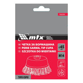 Escova de Aço Copo Torcida 65mm M14 0,5mm 12500rpm MTX 746209 para Esmerilhadeira