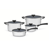 Jogo De Panelas Tramontina Solar Ceramic 4 Peças Aço Inox Fundo Triplo Revestimento Cerâmico Grafite