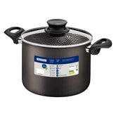 Caldeirão Tramontina Paris Antiaderente Starflon Max 28 cm 11,8 L Chumbo com Tampa de Vidro