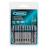 Bits Phillips Ph1 50mm Aço Rápido 10 Peças Haste 1/4' Taiwan S2