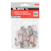Rebite De Rosca Aço M12 20 Peças Galvanizado MTX 4061955 Fixação Robusta