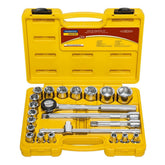 Jogo De Soquetes Sextavados 1/2'' 22 Peças Aço Cromo Vanádio Cromado Tramontina Master Profissional
