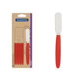 Conjunto 6 Espátulas Para Manteiga Tramontina Ipanema Aço Inox Cabo Polipropileno Vermelho