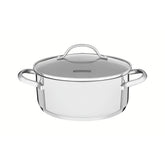 Caçarola Rasa Tramontina Una Aço Inox Fundo Triplo Tampa De Vidro 24 Cm 48 L Indução