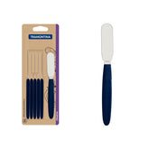 Conjunto Espátulas Para Manteiga Tramontina Ipanema 6 Peças Aço Inox E Cabo Polipropileno Azul