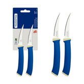Conjunto 2 Facas Para Tomate Tramontina Felice Aço Inox Serrilhada Cabo Polipropileno Azul 02 Peças