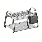Escorredor De Louça 16 Pratos Aço Inox Plurale Tramontina Com Porta-talheres Preto