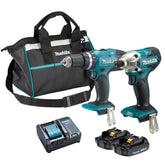 Kit Combo Makita DLX2336Y01 Parafusadeira + Furadeira + Carregador Bivolt 2 Baterias e Bolsa