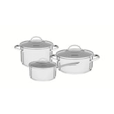 Jogo De Panelas Aço Inox 3 Pç Fundo Triplo Indução Linha Una Tramontina