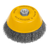 Escova Tipo Copo 150mm Fios Ondulados Inox Denzel M14 0,3mm Para Retificadora